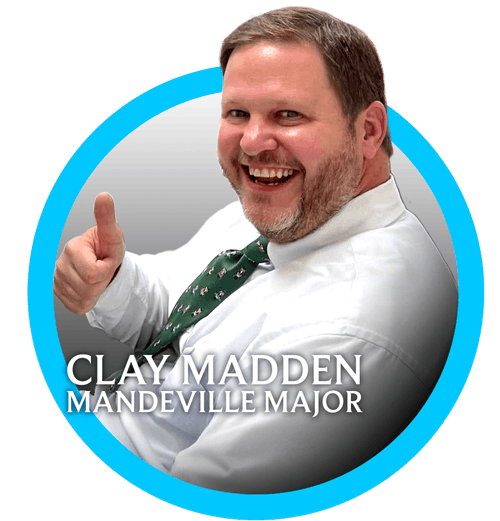 Mayor of Mandevillle Louisiana Clay Madden Thumbs up